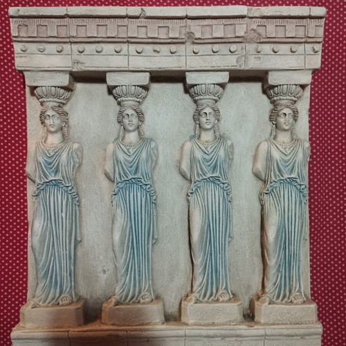 Caryatids ceramic wall decoration like new, 21.5x26cm