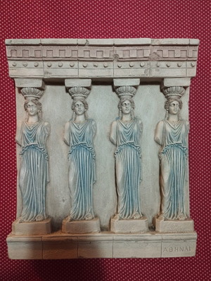 Caryatids ceramic wall decoration like new, 21.5x26cm