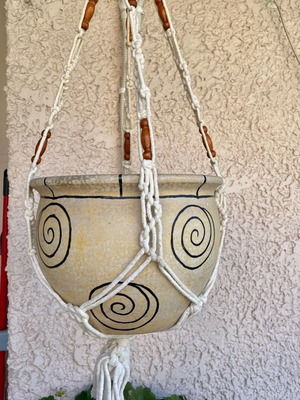 Macrame handmade durable hangers for medium/large pots with wooden details like new