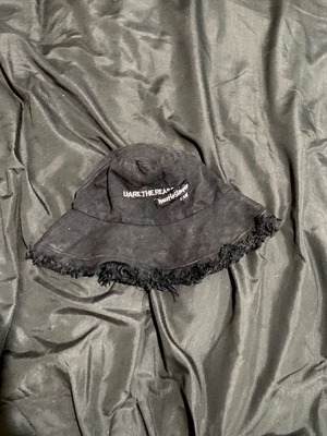 Black bucket hat like new with frayed edges