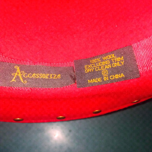 Accessorize red wool hat like new, 100% wool with gold studs
