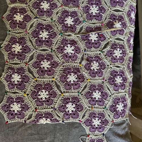 Handmade blouse with cotton yarn made to order, white and gray