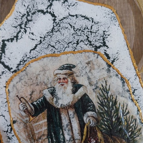 Decorative Cutting Board Santa Claus Handmade with Gold Enamel