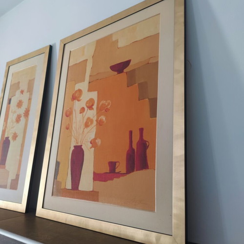 Framed paintings set of 2, 88x68 and 88x43 cm