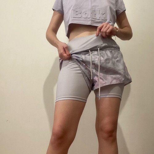 Bdtk cycling leggings with shorts and cropped top like new, multicolor