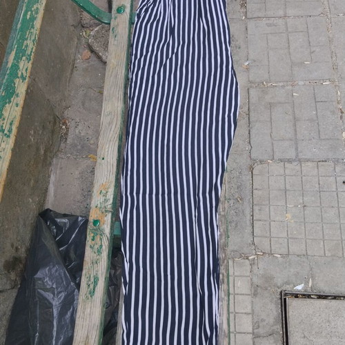 Καλοκαιρινό βαμβακερό γυναικείο παντελόνι νέο, κάθετες ρίγες, μέγεθος XXL