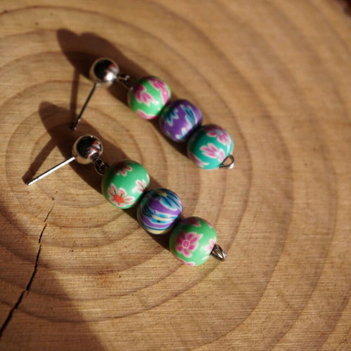 Handmade earrings with steel post multicolored new