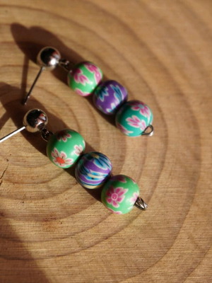 Handmade earrings with steel post multicolored new