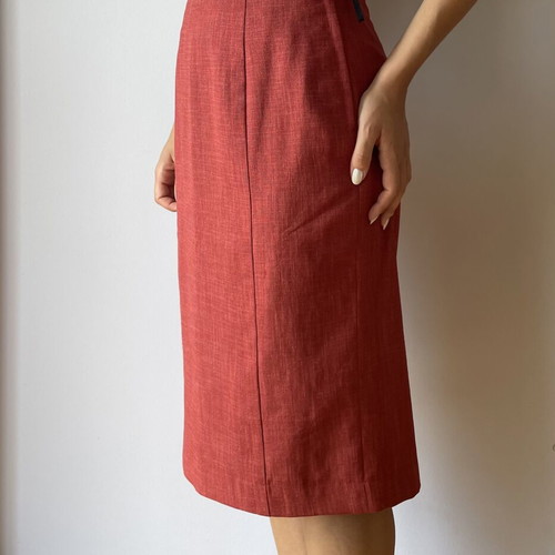 Midi handmade summer office skirt brick color like new