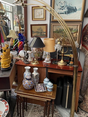Large vintage floor lamp with marble base