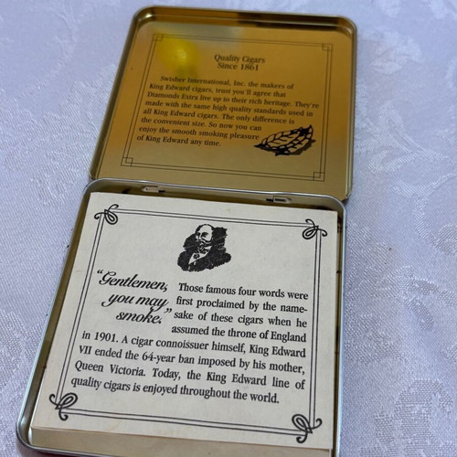 King Edward "Diamonds Extra" metal cigar box used