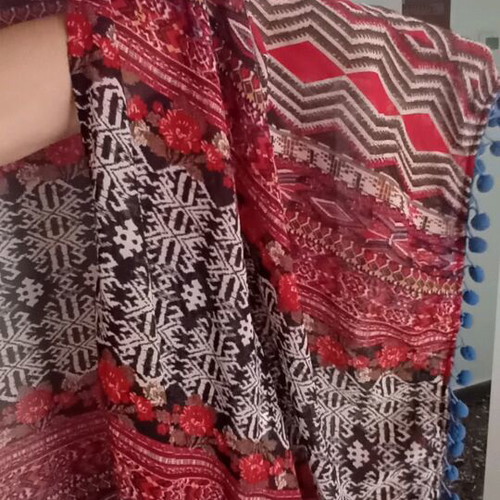 Boho pink woman poncho with pom poms like new