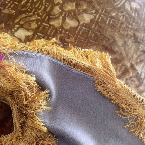 Vintage velvet tablecloth with fringes mustard like new