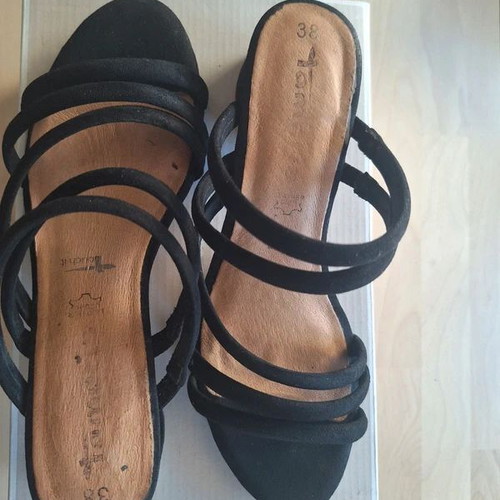 Tamaris black mules sandals like new, size 38