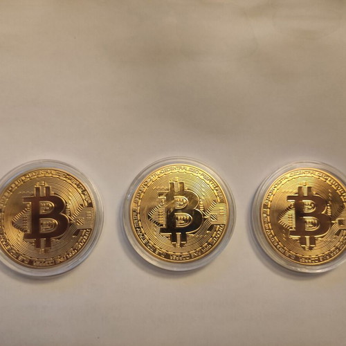 BitCoin coins new, gold color, pack of 3 pieces