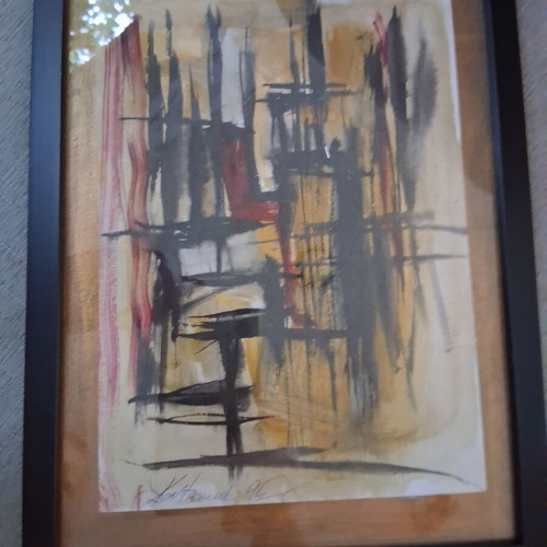 Painting "Dead Nature" expressionist, like new, signed, framed 20×26cm