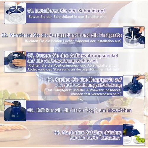 Electric peeler for grapes and small fruits, 50 W, USB, blue