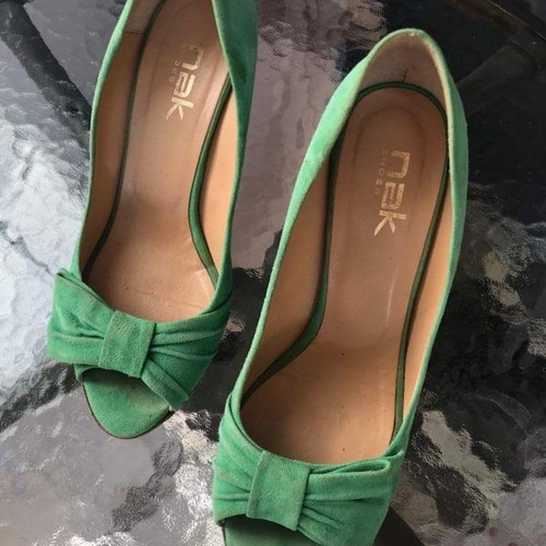 Nak peeptoe pumps used, green, size 38