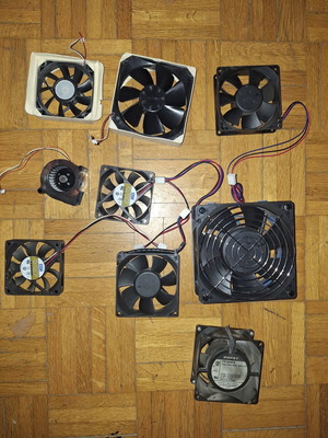 PC cooling fans, 8 working plus 1 spare without cable