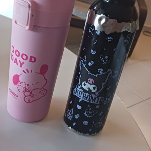 Pooh photo frame with 2 used stainless steel water bottles