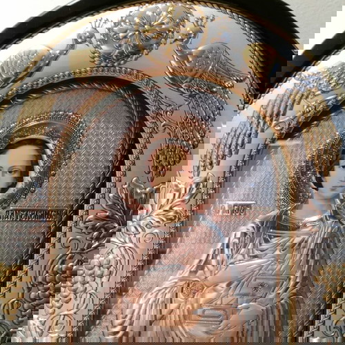 Ιερή Εικόνα Αγίου Παντελεήμονα Καινούργια Επαργυρωμένη με Χρυσές Λεπτομέρειες