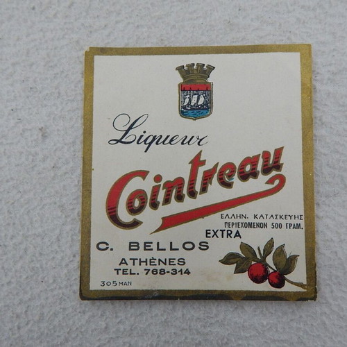 Cointreau Liqueur Label Greek Made Like New