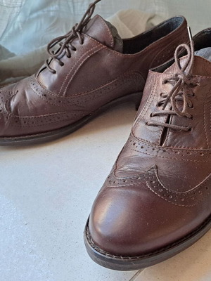 Handmade leather oxford brogues shoes dark brown like new