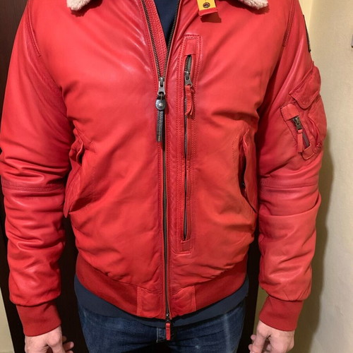 Parajumpers Josh leather aviator jacket red XL brand new