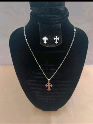 Necklace and earrings set new, silver