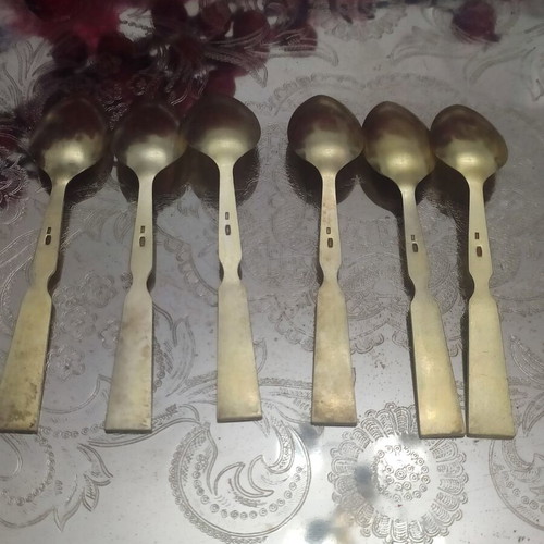 Set of old Russian silver spoons used, collectible