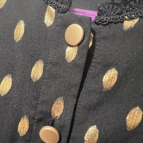 Black Mid-Length Dress With Gold Polka Dot Details Like New