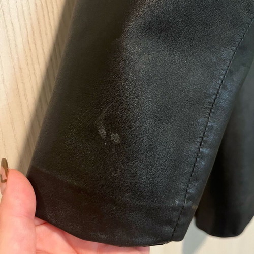 Vintage leather coat used, black, size S/M