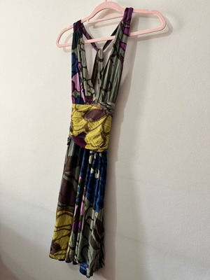Boho εμπριμέ φόρεμα με ανοιχτή πλάτη σαν καινούργιο, μέγεθος S/M