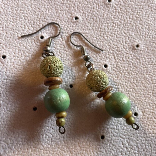 Handmade earrings with pumice stone unused