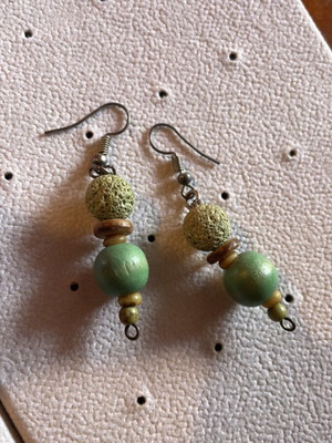 Handmade earrings with pumice stone unused
