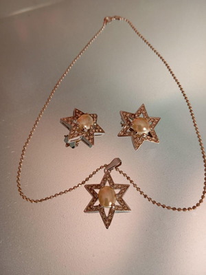 Silver 925 set with pearls and zircon like new