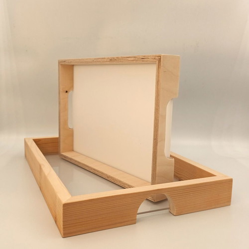 Serving trays new, handmade wood and plexiglass, made in Greece