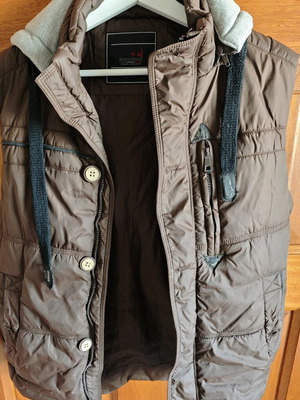 Rossorino Technical Design Gilet used, men's hooded puffer vest brown