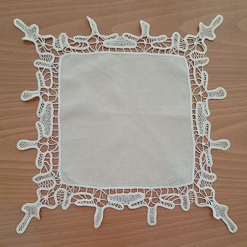 Set of 2 handmade lace doilies beige color like new
