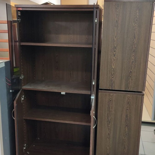 Sato bookcase glass and wood like new with 2 shelves
