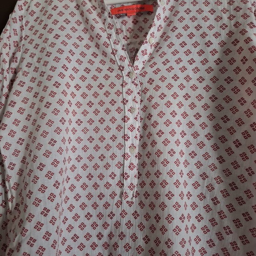 Mango women's shirt used, long sleeve, size M, white and red