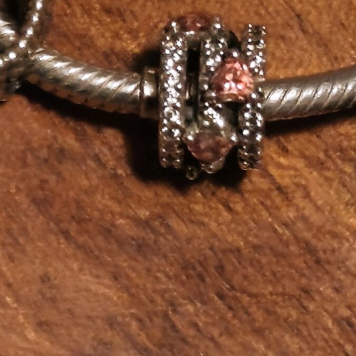 Pandora bracelet authentic used size 16 with 6 charms and safety chain