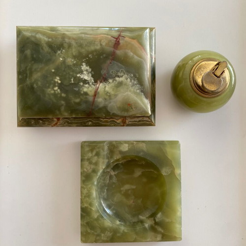 green onyx cigarette box HOLIDAY GIFT- Smoking Set GSE Ottone Garantito vintage cigarette
