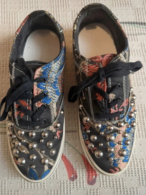 Zara sneakers black jacquard studded like new, size 38