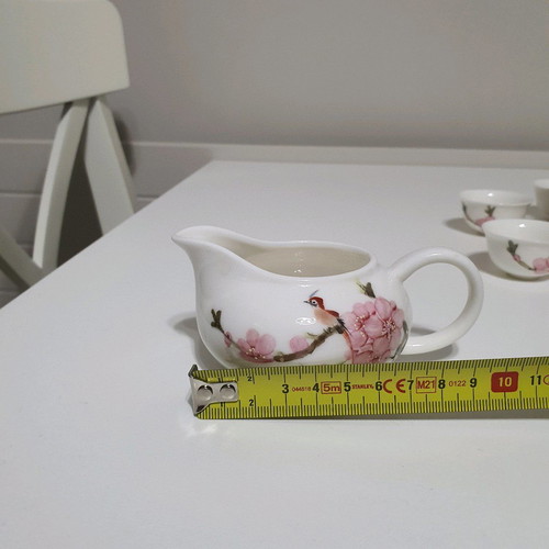 Jingdezhen porcelain Chinese tea set used, 11 pieces with case