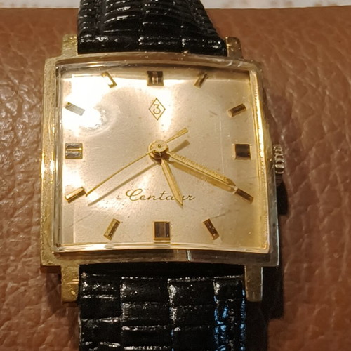Centaur Vintage Square Mechanical Watch, Gold Tone