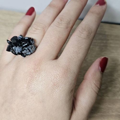 Handmade ring new, black and silver