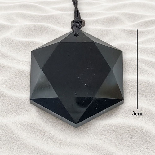 Handmade obsidian necklace with cord new, black