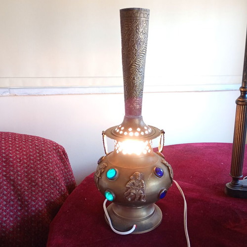 Brass table lamp used, height 40 cm