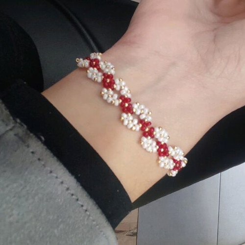 Handmade March bracelet with Miyuki Japanese beads made to order